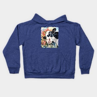 Floral Cow Capers - Whimsical Cow Art Kids Hoodie